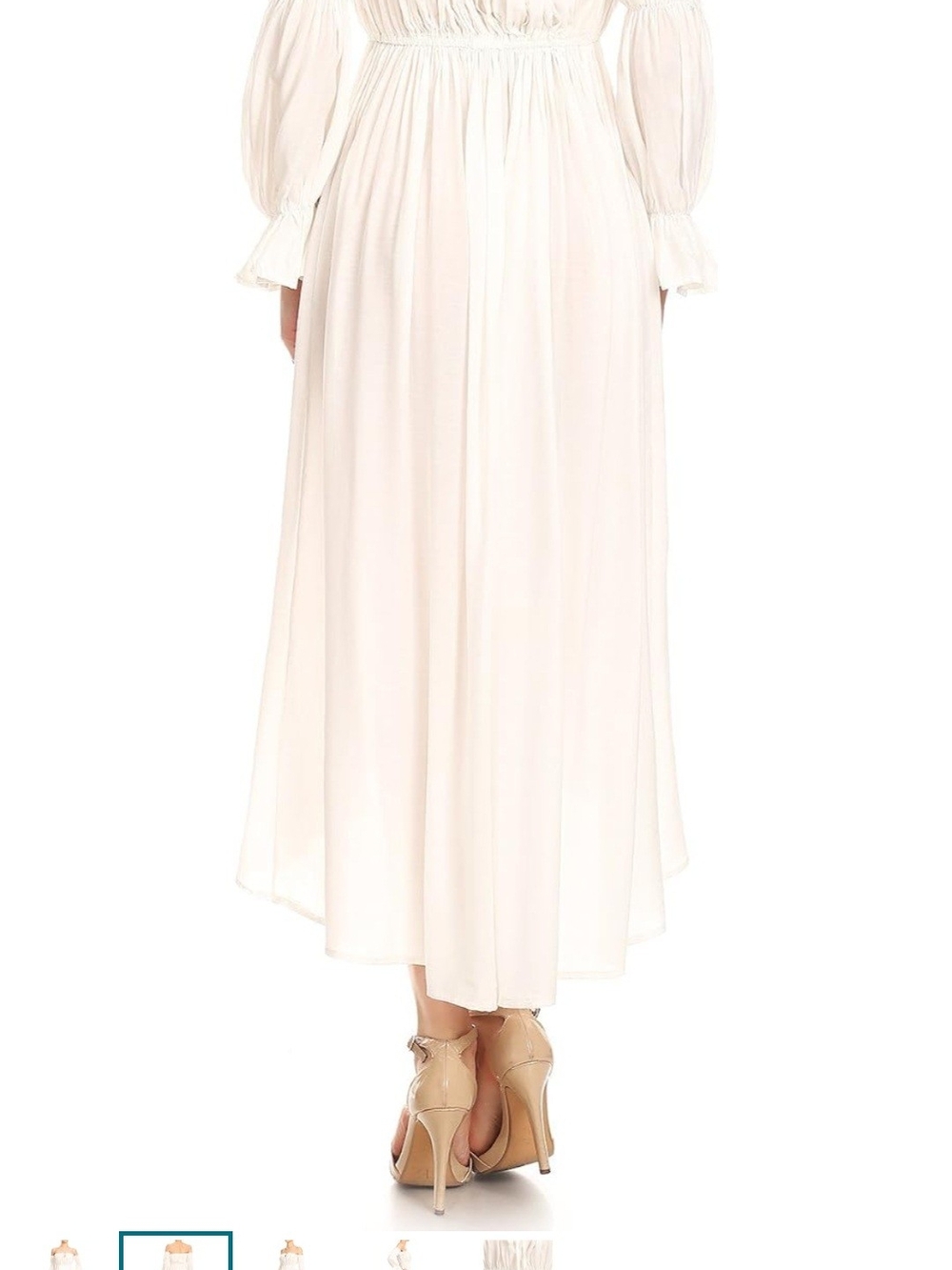 Off-Shoulder Cream High-Low Dress - Picture 6 of 8